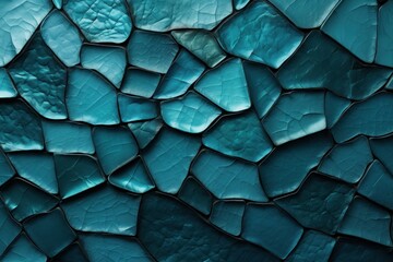 Abstract pattern of turquoise pieces glass, texture of mosaic fragments on background