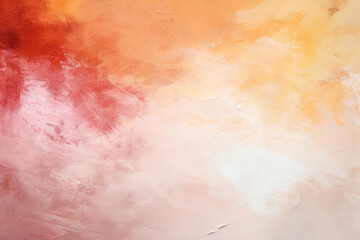 Abstract bright art background with textured two colors pale burgundy and pale orange color acrylic paint splatters and strokes on canvas