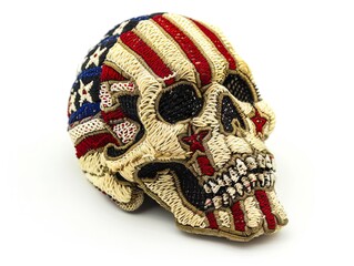 A skull with an american flag on it.