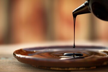 maker pouring of balsamic vinegar