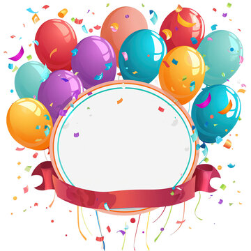 Zdjęcie przedstawia grupę balon&oacute;w z wstążką owiniętą wok&oacute;ł nich. Balony są przezroczyste i w formacie PNG. Scena jest jasna, a balony pływają w powietrzu