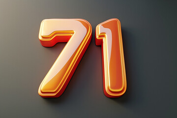 Number 71 in 3d style	 - obrazy, fototapety, plakaty