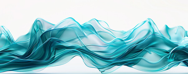 Vibrant aquamarine wavy abstract background isolated on white, captured in high definition.