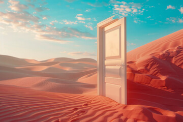 A door in the desert. The concept of freedom and breakthrough. There is always a way out