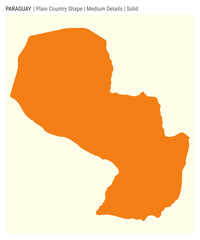 Obraz premium Paraguay plain country map. Medium details. Solid style. Shape of Paraguay. Vector illustration.