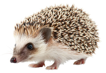 Fototapeta premium Detailed image of a hedgehog in motion isolated on transparent background