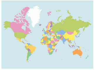 Obraz premium Outline of the map of World with regions