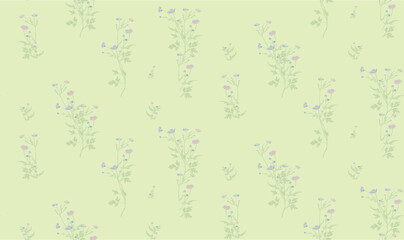 Vintage pattern with wildflowers for the production of fabric, wallpaper, packaging