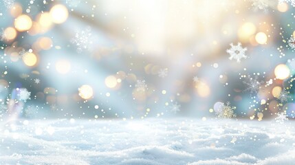 Winter background with snowflakes and bokeh lights. Generate AI image