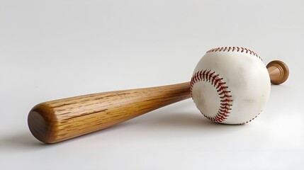 Baseball and baseball bat isolated on white background with clipping path. 