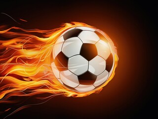 Fototapeta premium Soccer ball flying on fire