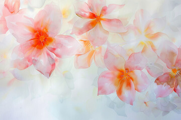 Watercolor paintings, floral patterns, gentle Thai style. On a bright white background Gives an airy feeling