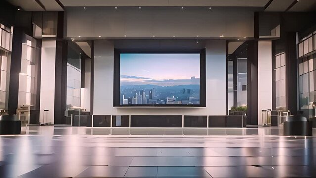 Large Empty Room With Big Screen Generative AI