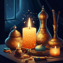 Romantic scene illuminated by candlelight
