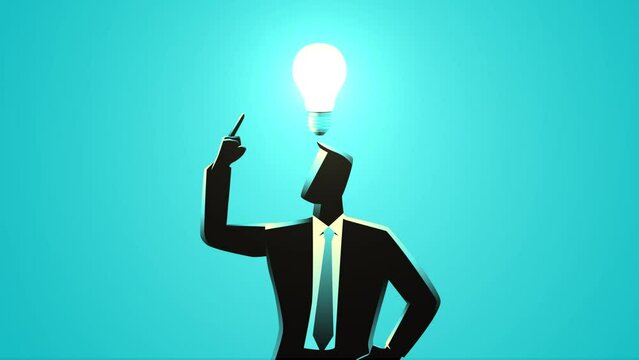 Businessman experiences a moment of inspiration, symbolized by a bright light bulb appearing above his head, brainstorming sessions, entrepreneurial content, captures the ingenuity and problem solving