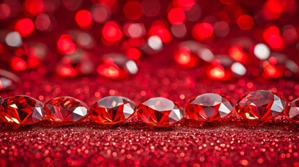   A red diamond line rests atop a glittering red ground, surrounded by numerous red lights in the background