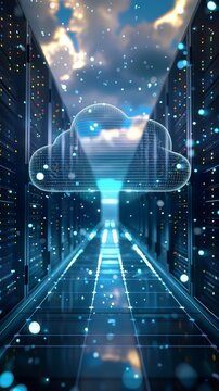 Cloud connection technology, data transfer cloud computing technology, Business data communication on social network, Server and storage, Internet security, Cloud computing concept