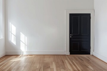 Obraz premium black door on white stage