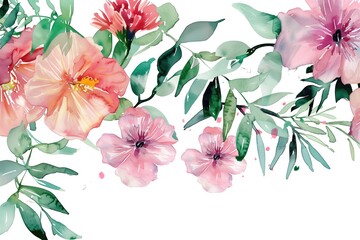 Exotic Tropical Jungle Floral Paradise Watercolor Illustration