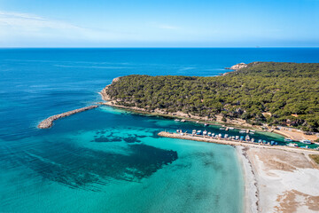 Aerial View of Porto Pino, South Sardinia, Italy