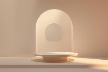 In a minimalist studio showroom