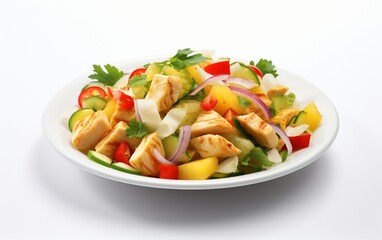 Chicken Pineapple Salad on Clean White Surface