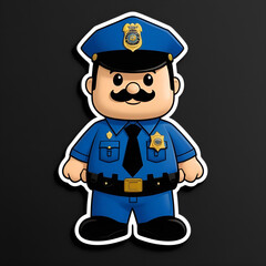 Pegatina 3d de un policia con bigote - obrazy, fototapety, plakaty
