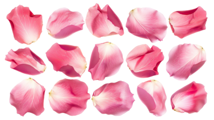 Set of pink rose petals, cut out