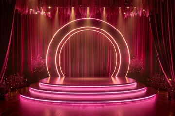 The stage podium of a prestigious award night doubles as a luxury premium beauty spot, enhancing the glamor of every acceptance speech, Decor element background - obrazy, fototapety, plakaty