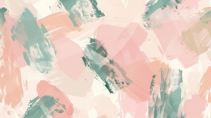 A seamless pattern of abstract brush paintings with using a soft pastel scheme and fucus in soft pink tone.