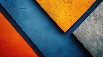 Background with simple stripes of symmetrical geometric shapes in orange and blue colors.