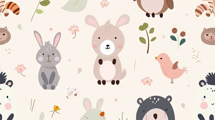 Cute Animal for Baby Room Decor in Modern Flat Design