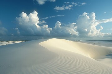 Majestic White Sand Dunes Under Towering Cumulus Clouds