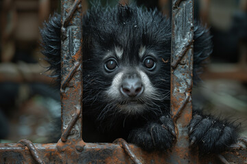 caged animal, concept of violation of animal rights