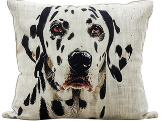 Dalmatian dog on a pillow isolated on a white background