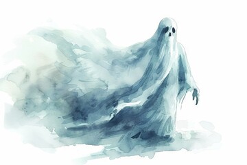 Ghostly Figure in Watercolor A Captivating Poster Element