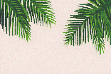 PALM LEAVES BACKGROUND PIXEL ART WATERCOLOR PAINTING IA