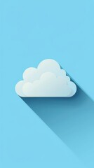 Vector illustration concept of cloud computing isolated on blue background with long shadow