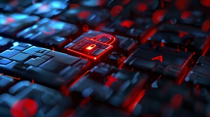 Fototapeta premium Digital Crack The Cybersecurity Breach. Concept Cybersecurity Threats