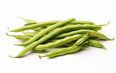 Vibrant Green Beans on White