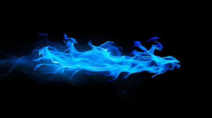Fiamma ardente di fuoco blu su sfondo nero