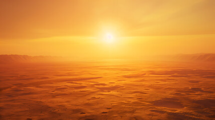 Fototapeta premium Endless Desert Horizon: Tranquil Expanse in Warm Orange Tones