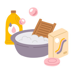 Vector illustration doodle tools for hand washing for digital stamp,greeting card,sticker,icon, design