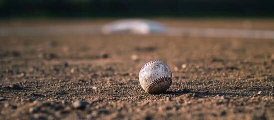 Baseball on the Pitchers Mound. Baseball ball on the field. Team sports concept.