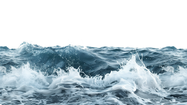 superficie del mare blu increspato senza sfondo