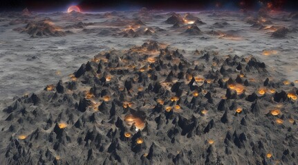 The sun bursts with rays over a desert landscape, casting a dramatic light and shadow play beneath a cloud-filled sky. AI Genrated picture 