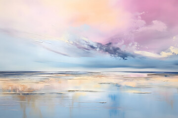 dreamy seascape serenity, abstract landscape art, painting background, wallpaper