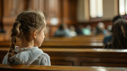 A conceptual image illustrating the emotional impact of divorce court proceedings on a child, symbolizing child advocacy and custody rights during parental separation.