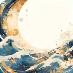 Luxurious Watercolor Invitation Card with Serene Ocean Wave Abstract Design for High-End Events
