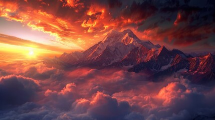 Sunset Over Snow-Capped Mountain and the Majestic - An Epic and Beautiful Wallpaper